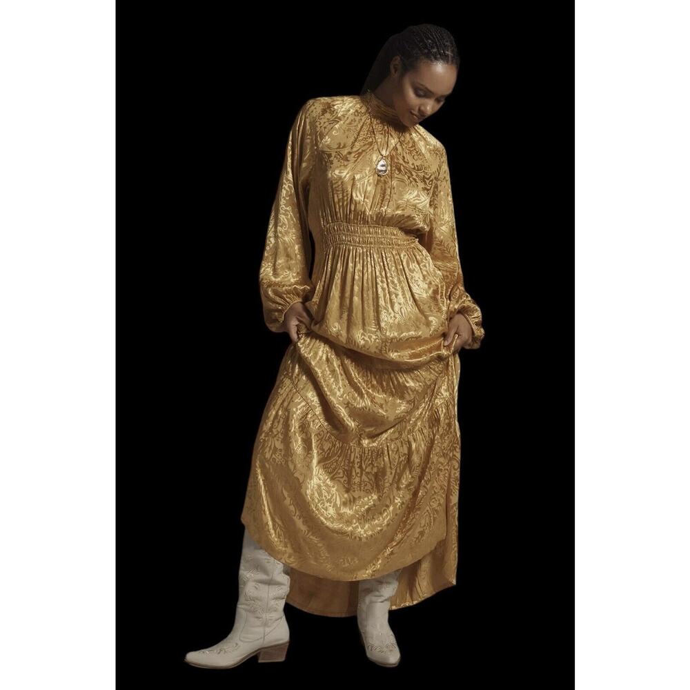 Anthropologie Gold Holiday New Year The Somerset Maxi Dress: Mock-Neck Edition - Picture 7 of 7